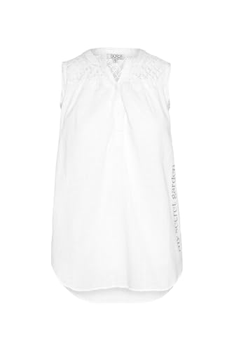 SOCCX Damen Ärmellose Bluse mit Ajour-Einsatz Opticwhite, L von SOCCX