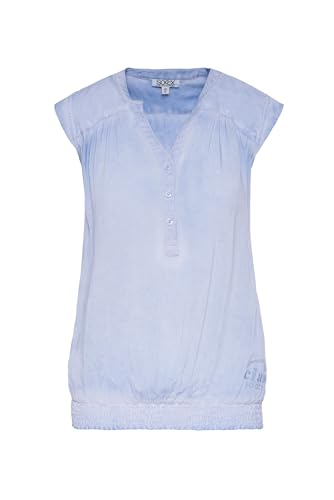 SOCCX Damen Ärmellose Bluse mit Rücken-Artwork Soft Sky, L von SOCCX