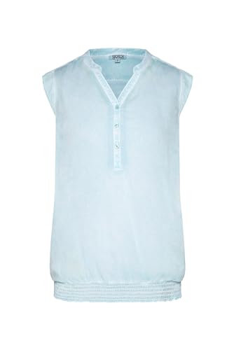 SOCCX Damen Ärmellose Bluse mit gesmoktem Saum und Rückenprint Fresh Breeze, XXXL von SOCCX