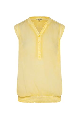 SOCCX Damen Ärmellose Bluse mit gesmoktem Saum und Rückenprint Soft Yellow, S von SOCCX