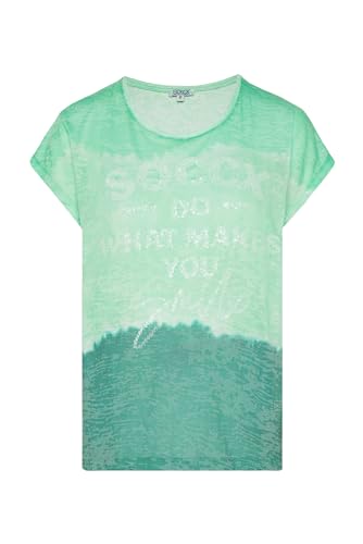 SOCCX Damen Ärmelloses Ausbrenner-Shirt mit Pailletten-Artwork Leafy Mint XL von SOCCX