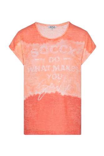 SOCCX Damen Ärmelloses Ausbrenner-Shirt mit Pailletten-Artwork Peach Pearl XXL von SOCCX