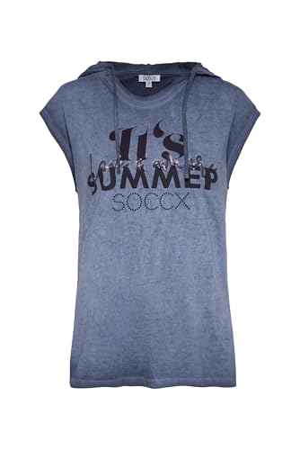 SOCCX Damen Ärmelloses Kapuzenshirt mit Artwork Deep Sea, XXL von SOCCX