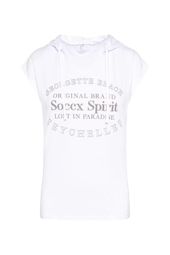 SOCCX Damen Ärmelloses Kapuzenshirt mit Glitter Puffprint Opticwhite, XXL von SOCCX