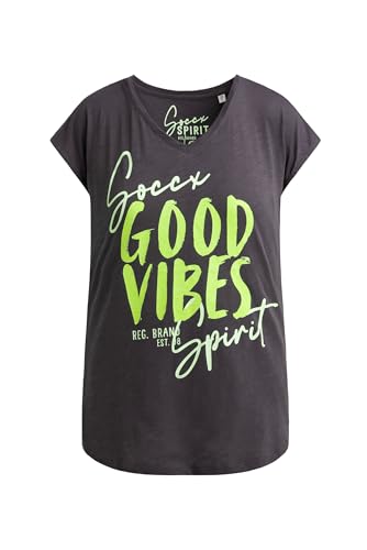 SOCCX Damen Ärmelloses Shirt mit V-Ausschnitt und Prints Charcoal Mist, XXL von SOCCX
