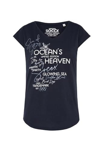SOCCX Damen Ärmelloses V-Shirt mit Print Artwork Blue Navy M von SOCCX