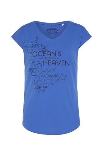 SOCCX Damen Ärmelloses V-Shirt mit Print Artwork Heaven Blue XXL von SOCCX