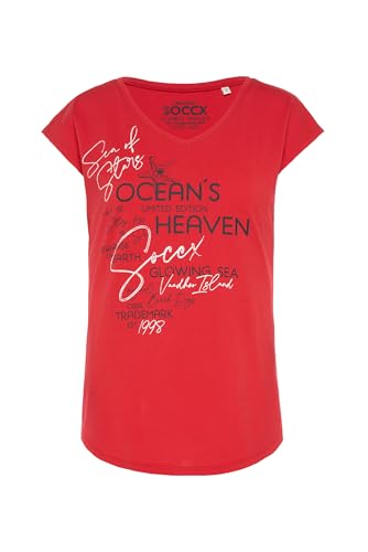 SOCCX Damen Ärmelloses V-Shirt mit Print Artwork Red XL von SOCCX