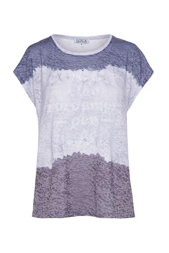 SOCCX Damen Ausbrenner-Shirt mit All Over Print und Pailletten Soft Sky, M von SOCCX