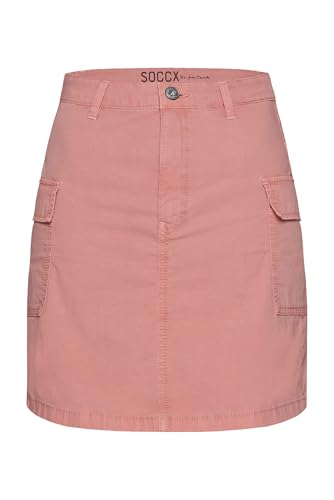 SOCCX Damen Basic Cargo Rock mit Klappentaschen Beachy Red M von SOCCX