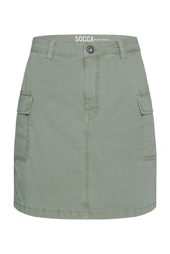 SOCCX Damen Basic Cargo Rock mit Klappentaschen Faded Olive Xs von SOCCX