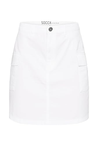 SOCCX Damen Basic Cargo Rock mit Klappentaschen Opticwhite L von SOCCX