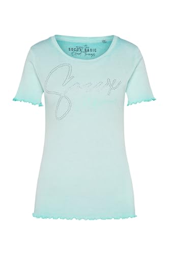 SOCCX Damen Basic Rippshirt mit Logo aus Schmucksteinen Aqua Splash XL SOCCX Damen Basic Rippshirt mit Logo aus Schmucksteinen Aqua Splash XL von SOCCX