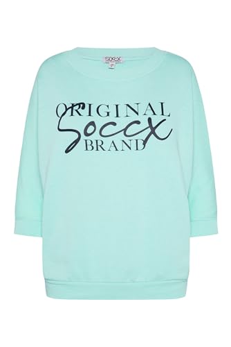 SOCCX Damen Basic Sweatshirt mit verkürzten Fledermausärmeln Aqua Splash, S von SOCCX