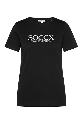 SOCCX Damen Basic T-Shirt mit Logo Print Black XXL SOCCX Damen Basic T-Shirt mit Logo Print Black XXL von SOCCX