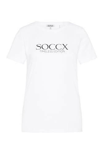 SOCCX Damen Basic T-Shirt mit Logo Print Opticwhite L von SOCCX