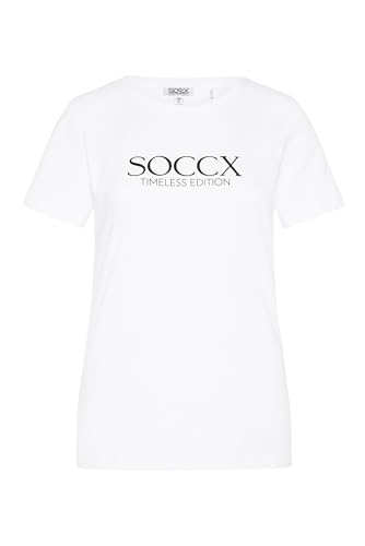 SOCCX Damen Basic T-Shirt mit Logo Print Opticwhite XL von SOCCX