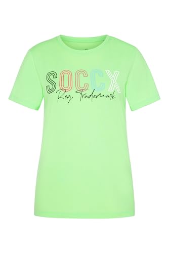 SOCCX Damen Basic T-Shirt mit Rundhalsausschnitt und Logo Peppy Green XL von SOCCX