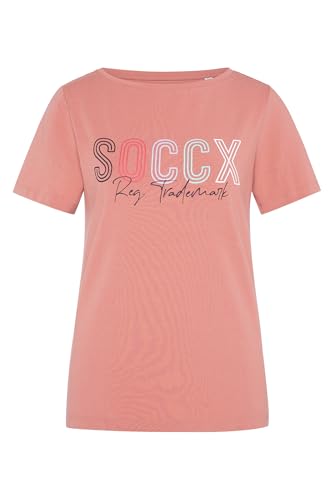 SOCCX Damen Basic T-Shirt mit U-Boot-Ausschnitt und Logo Beachy Red XXL SOCCX Damen Basic T-Shirt mit U-Boot-Ausschnitt und Logo Beachy Red XXL von SOCCX