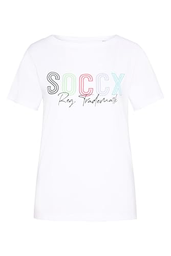 SOCCX Damen Basic T-Shirt mit U-Boot-Ausschnitt und Logo Opticwhite XXL SOCCX Damen Basic T-Shirt mit U-Boot-Ausschnitt und Logo Opticwhite XXL von SOCCX