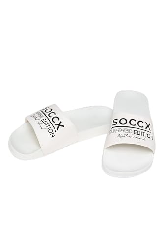 SOCCX Damen Beach Slipper mit Logo Design White 39 von SOCCX