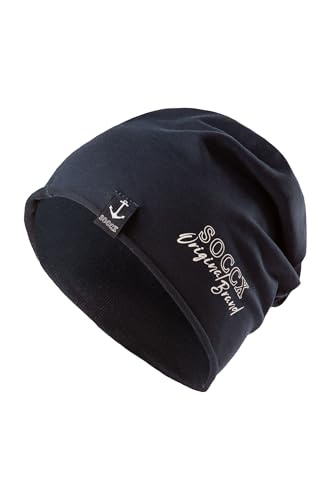 SOCCX Beanie aus Jersey mit Logo Print Blue Navy von SOCCX
