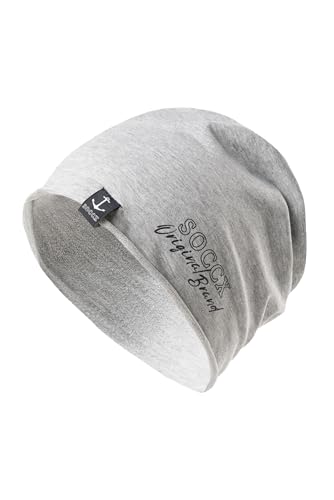 SOCCX Beanie aus Jersey mit Logo Print Grey Melange von SOCCX