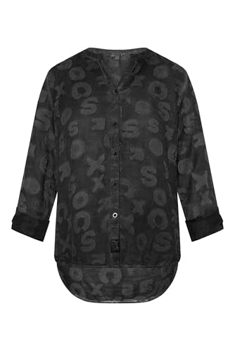 SOCCX Damen Bluse Oil Dyed mit Intarsia-Muster Black XXL von SOCCX