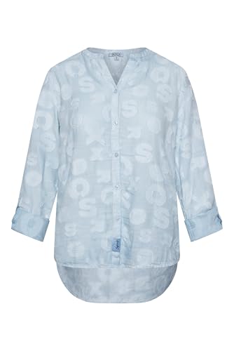 SOCCX Damen Bluse Oil Dyed mit Intarsia-Muster Cool Blue L von SOCCX