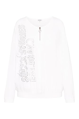 SOCCX Damen Blusen-Shirt mit elastischen Bündchen Opticwhite XXL von SOCCX