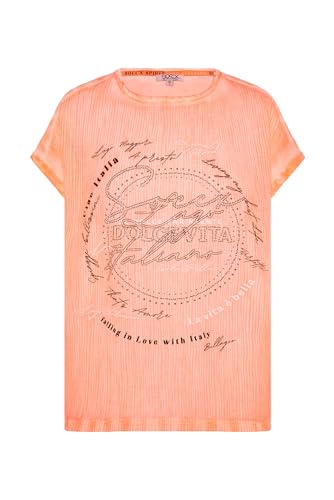 SOCCX Damen Blusenshirt mit Crash-Effekt und Artwork Electric Orange, M von SOCCX