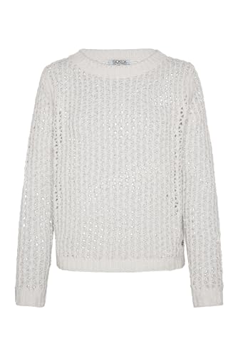 SOCCX Damen Chenille-Pullover mit Mesh-Strickmuster Pale Sand M von SOCCX