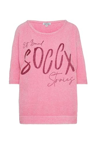 SOCCX Damen Chenille-Pullover mit tonigem Glitter Logo Happy Pink M von SOCCX