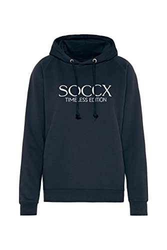 SOCCX Damen Classic Kapuzensweatshirt mit Logo Print Classic Blue XL von SOCCX