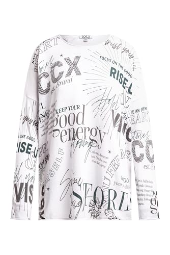 SOCCX Damen Feinstrickpullover mit All Over Print Opticwhite, M/l von SOCCX