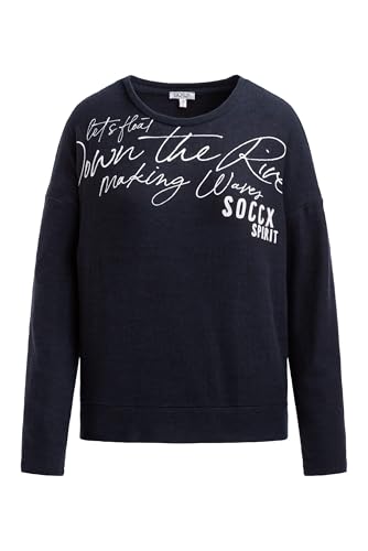 SOCCX Damen Flauschpullover mit Wording Print Blue Navy, XL von SOCCX