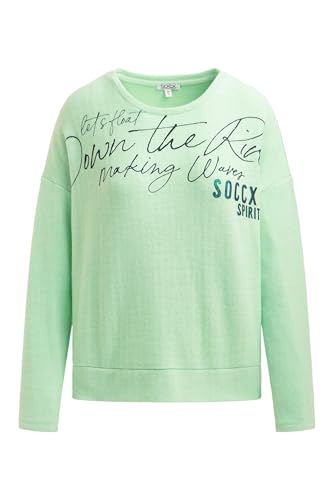 SOCCX Damen Flauschpullover mit Wording Print Milky Green, XL von SOCCX