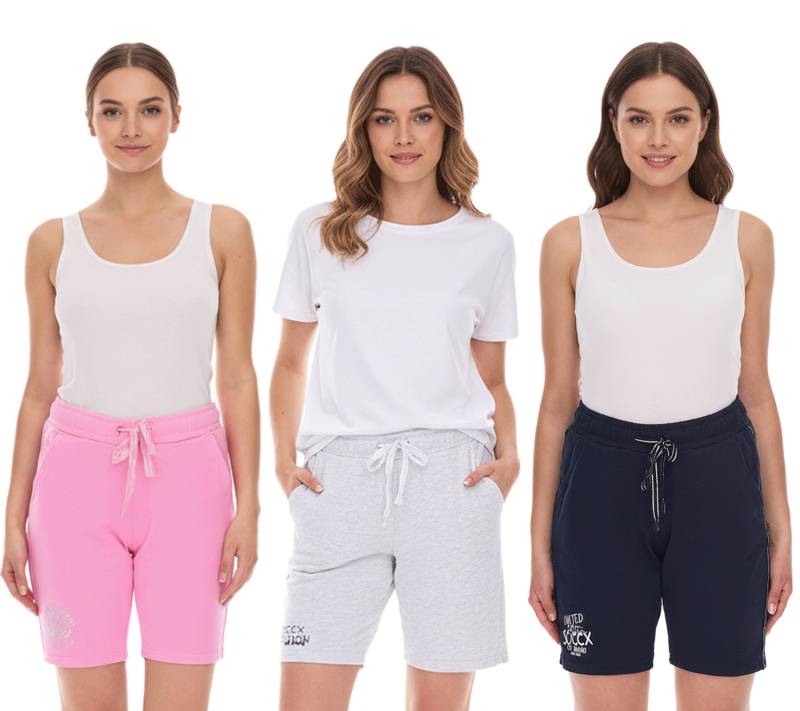 SOCCX by Carina Damen Freizeit-Shorts kurze Baumwoll-Hose Sommer-Shorts 3643388_2007 Rosa, Blau oder Hellgrau von SOCCX