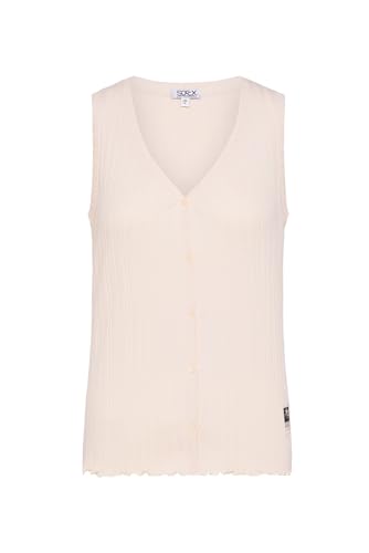 SOCCX Damen Geknöpftes Ripptop mit V-Ausschnitt Milky Beige, Xl von SOCCX