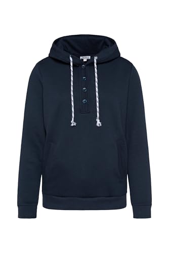 SOCCX Damen Hoodie mit Knopfleiste und Backprint Blue Navy M von SOCCX