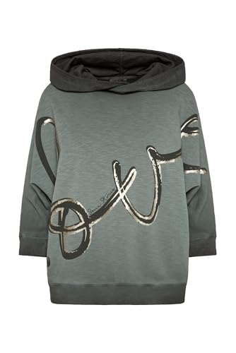 SOCCX Damen Hoodie mit kurzen Fledermausärmeln und Folienprint Green Shadow, L SOCCX Damen Hoodie mit kurzen Fledermausärmeln und Folienprint Green Shadow, L von SOCCX