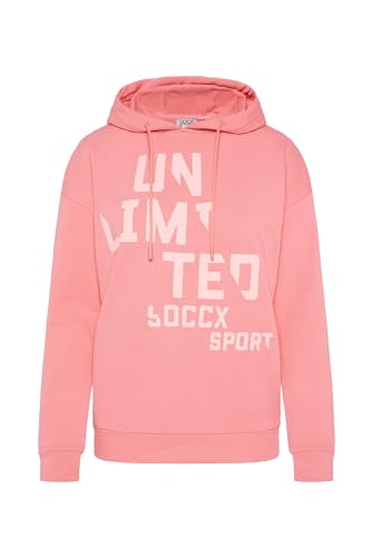 SOCCX Damen Hoodie mit tonigem Rubber Print Peachy Rose XXL von SOCCX