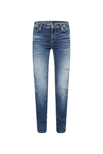 SOCCX Damen Jeans HE:DI mit Destroy-Effekten Vintage Blue 34 32 von SOCCX