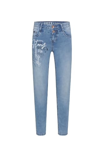 SOCCX Damen Jeans MI:RA Slim Fit Blue Printed Jogg 33 von SOCCX