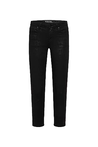 SOCCX Damen Jeans MI:RA mit tonigem Snake Print Black 27 von SOCCX