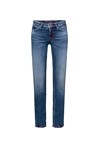 SOCCX Damen Jeans RO:My mit geradem Bein und Used Look Blue Aged 26 32 von SOCCX