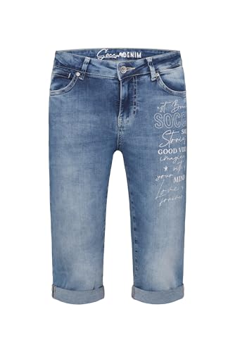 SOCCX Damen Jeans Shorts RO:My mit Artwork Blue Vintage 31 von SOCCX