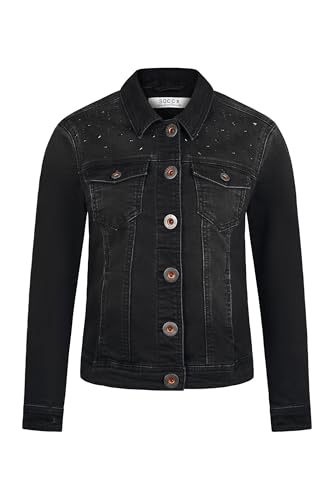 SOCCX Damen Jeansjacke JU:NE mit Schmucksteinen Black Washed Metal, L von SOCCX