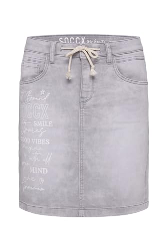 SOCCX Damen Jeansrock mit Artwork Light Grey Jogg L von SOCCX