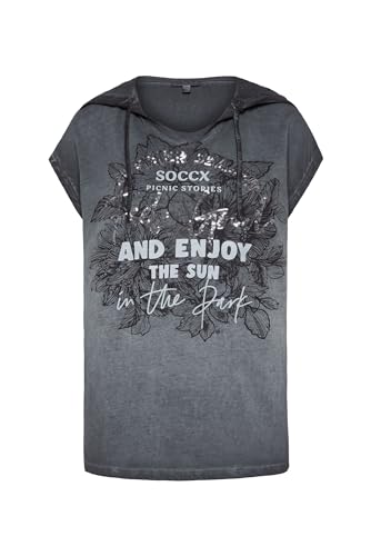 SOCCX Damen Kapuzenshirt mit Pailletten-Artwork Blueberry XXL von SOCCX